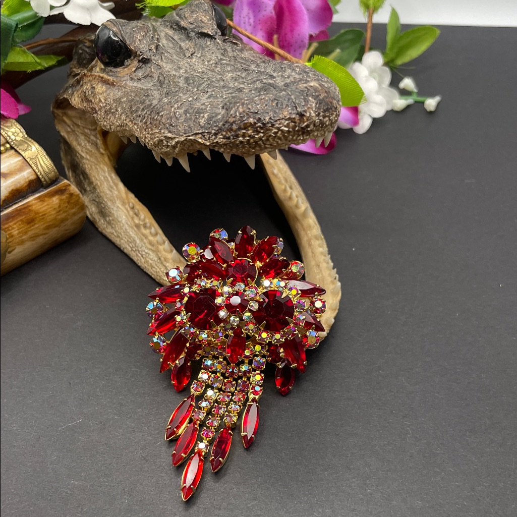Juliana Shades Of Red And Ab Brooch Vintage And Verified